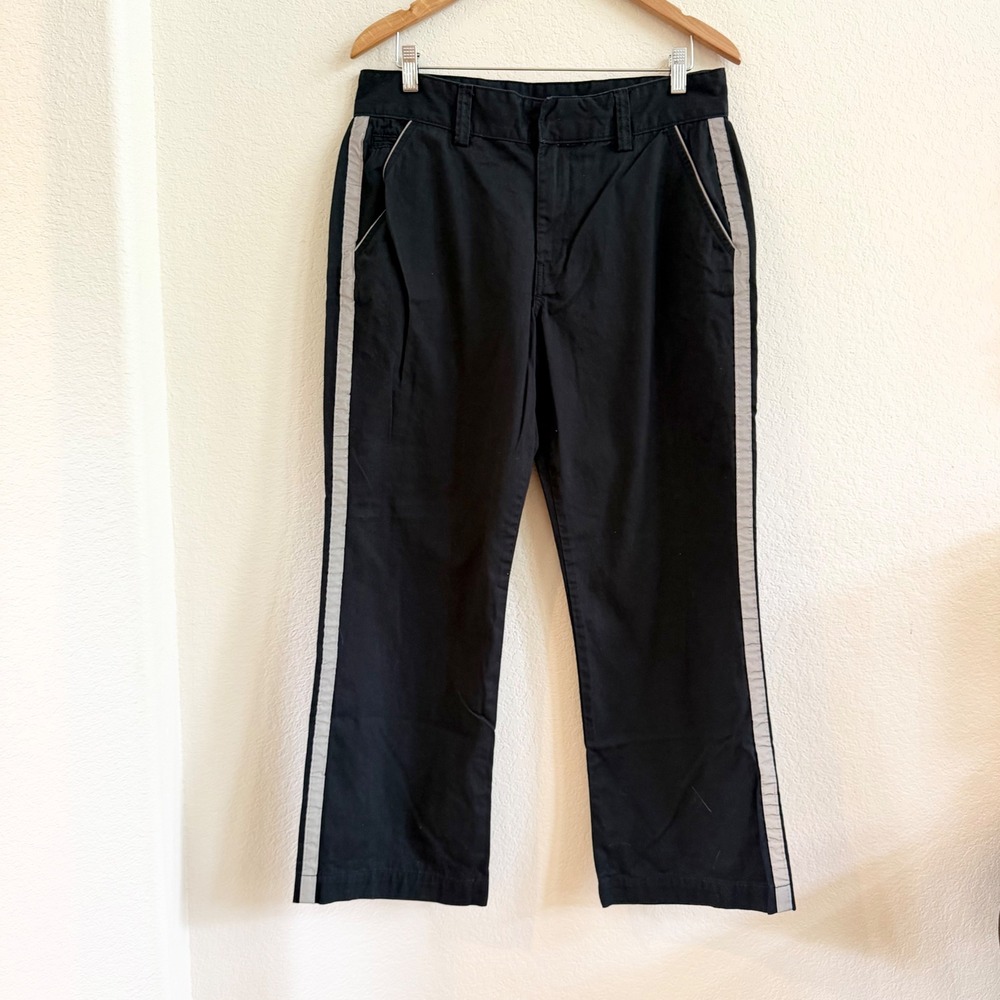 Tesla Womens Black Grey Stripe Work Pants Chinos TSLA8419R Size 12x30